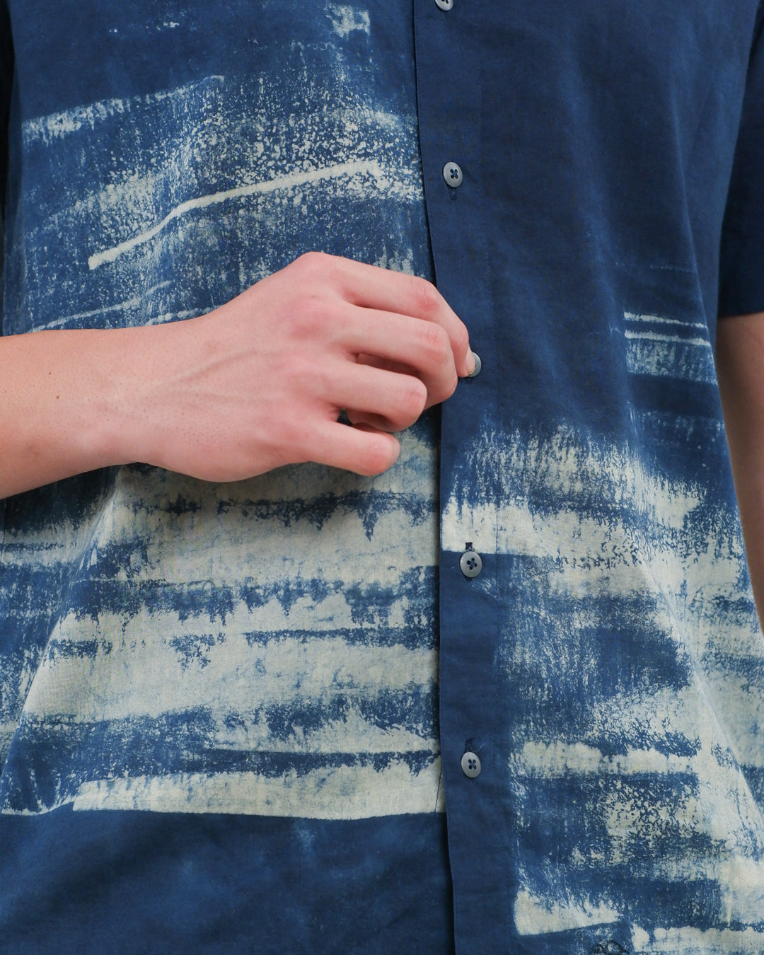 Water Indigo Ajrakh Short Sleeve Shirt