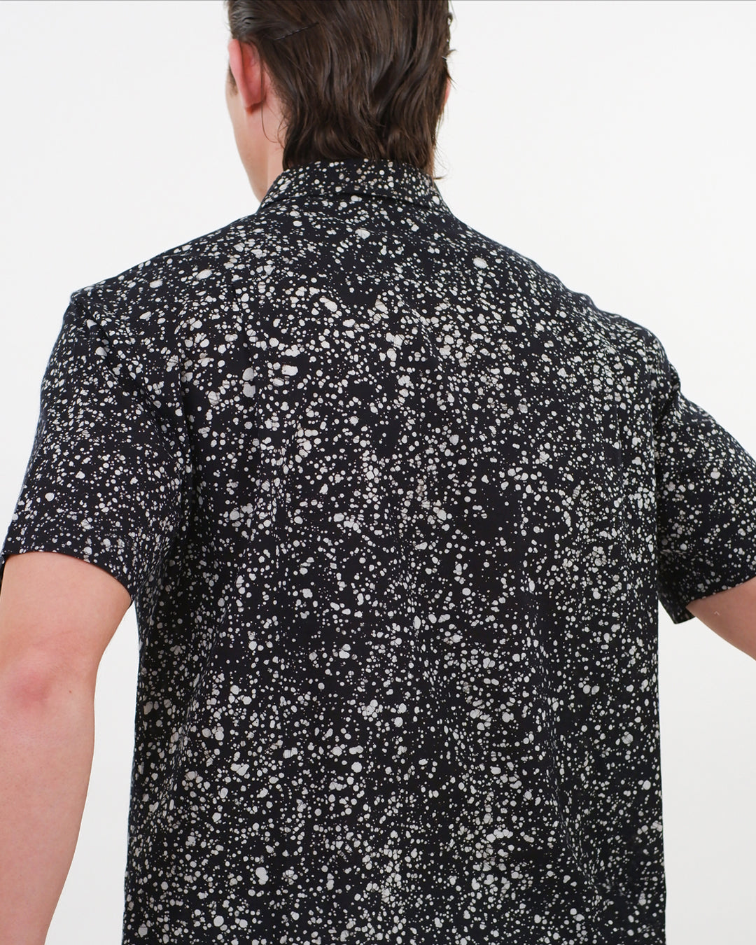 Black Stipples Batik Short Sleeve Shirt