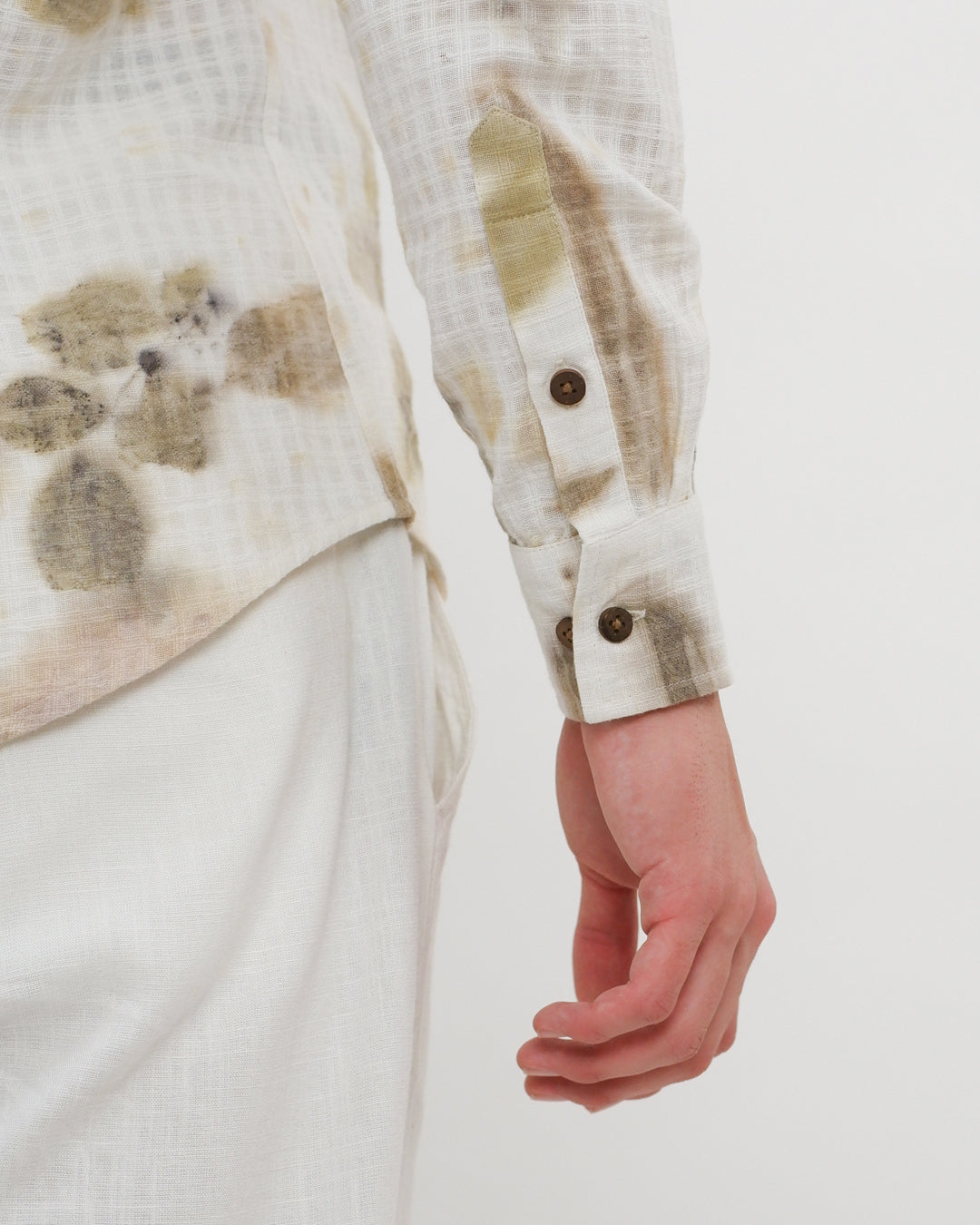 Botanical Print Hand Embroidered Long Sleeve Shirt