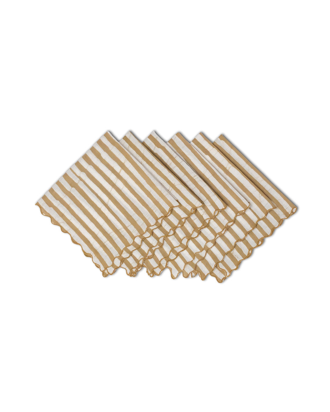 Set of 6 - Stripes Khaki Cocktail Napkins