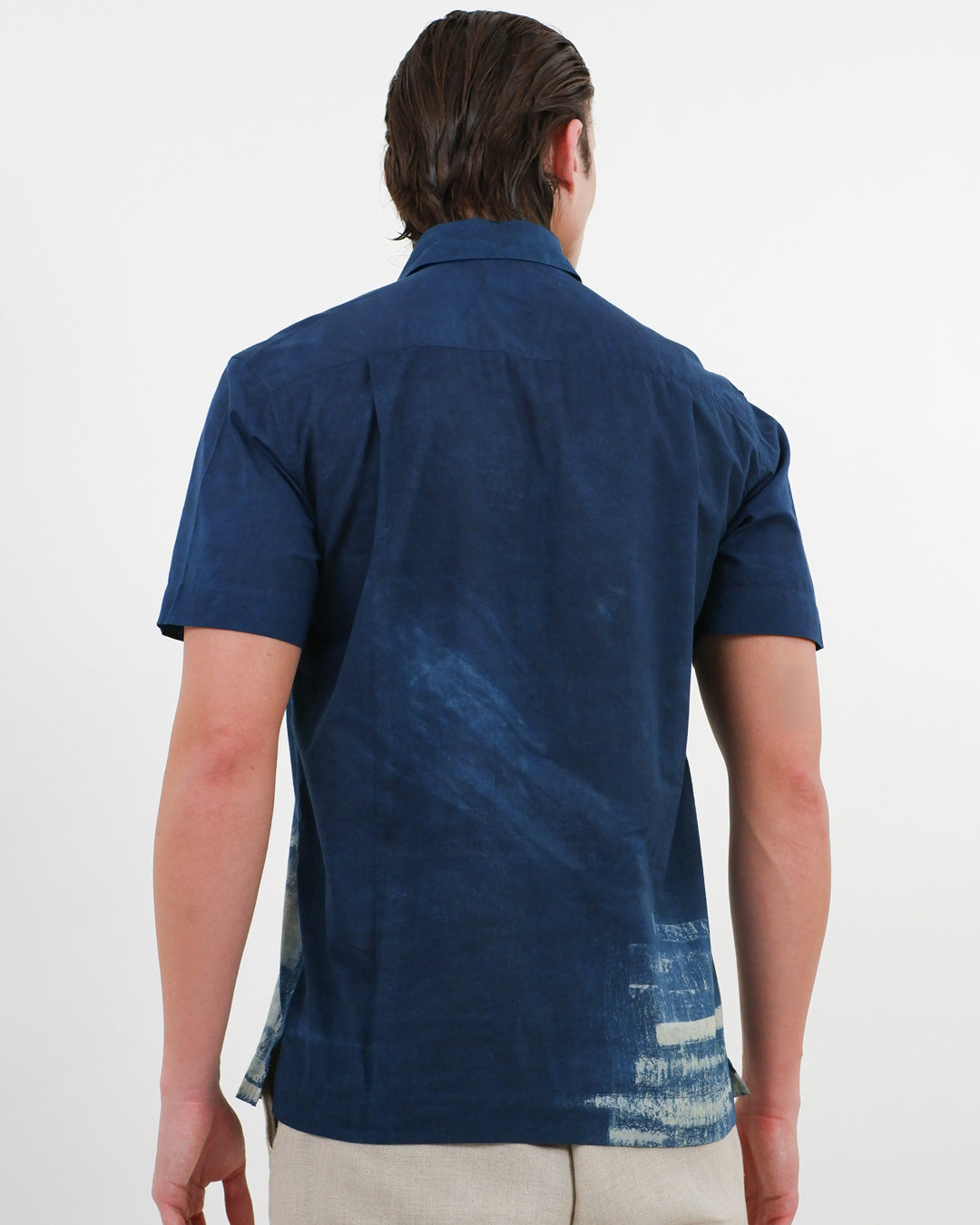 Water Indigo Ajrakh Short Sleeve Shirt