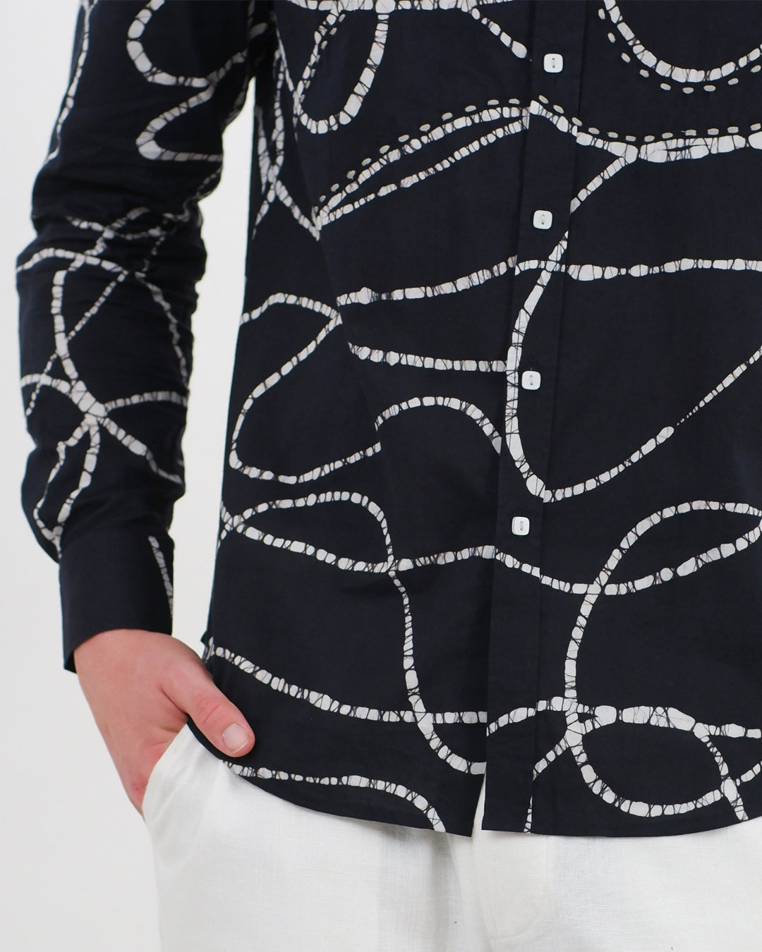 Midnight Looped Batik Long Sleeve Shirt