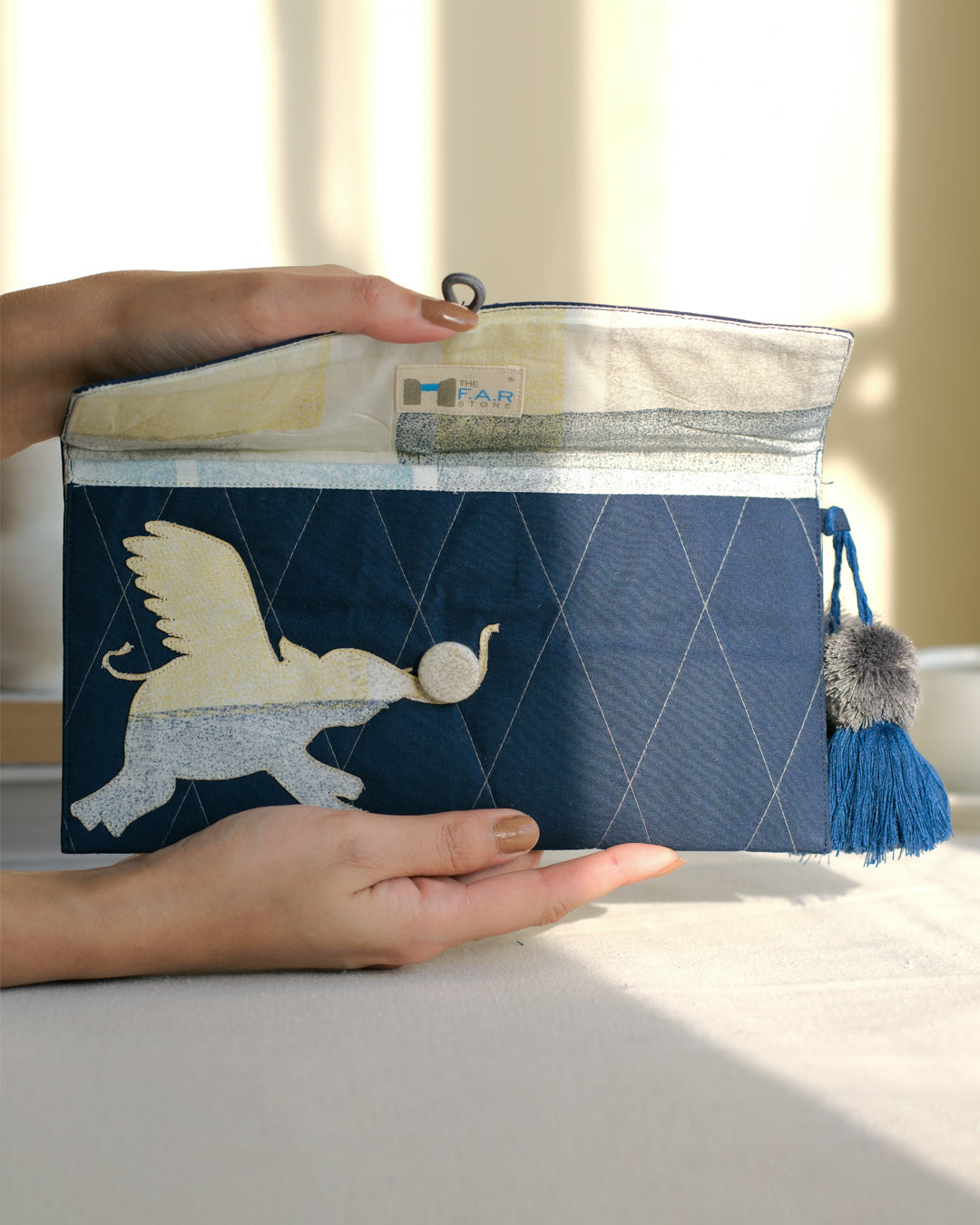 Gond Folk Elephant - Blue Pencil Pouch