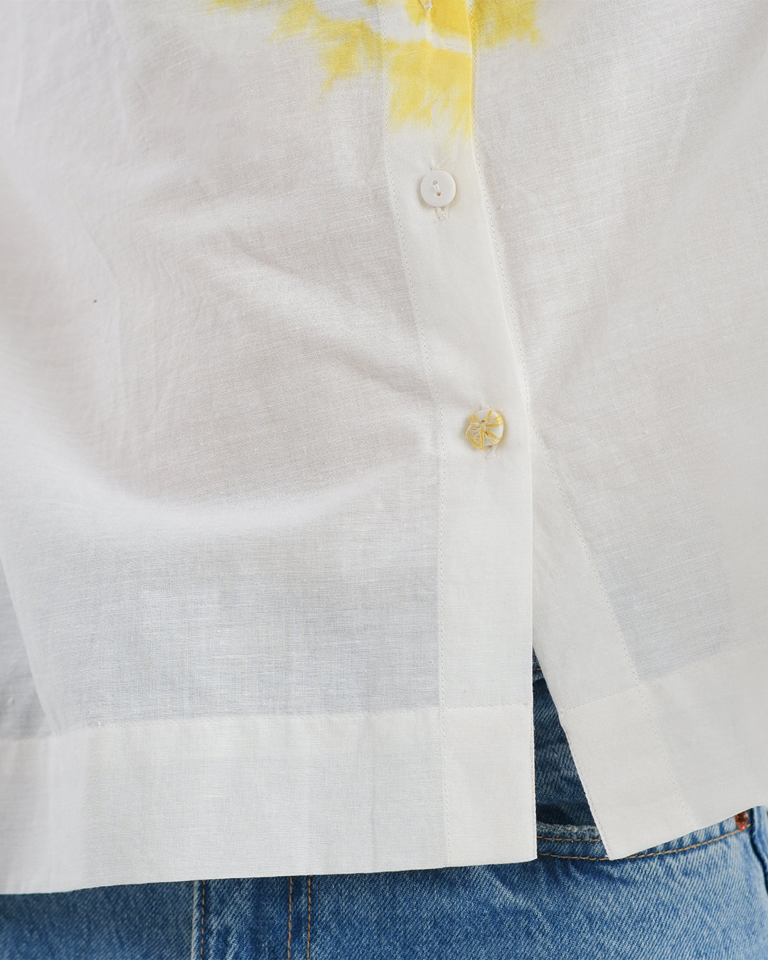 Sunflower Yellow Tie & Dye Handloom Cotton Shirt