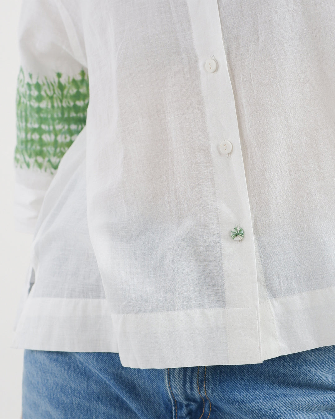 Parna Green Shibori Handloom Cotton Shirt
