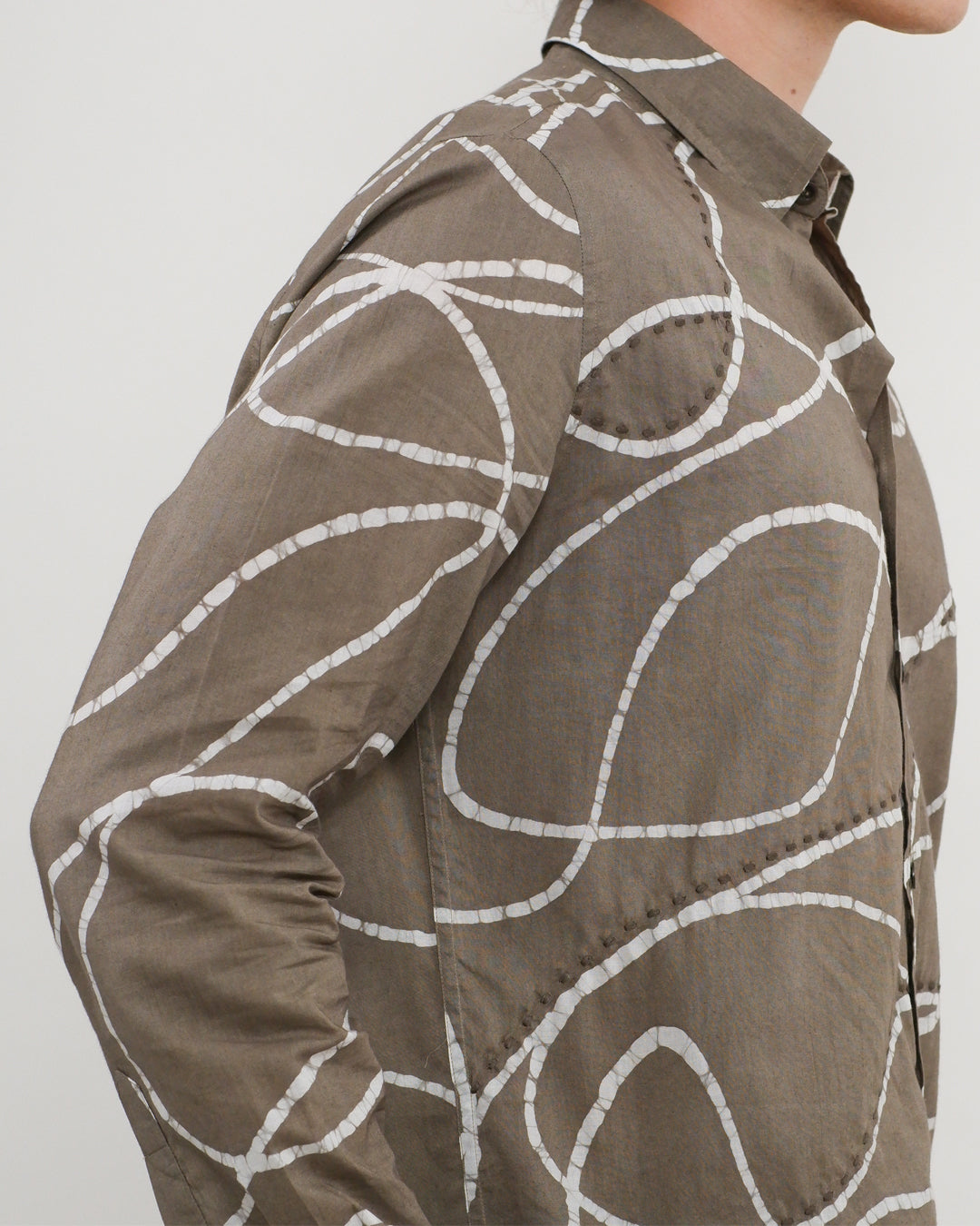 Earth Brown Looped Batik Long Sleeve Shirt