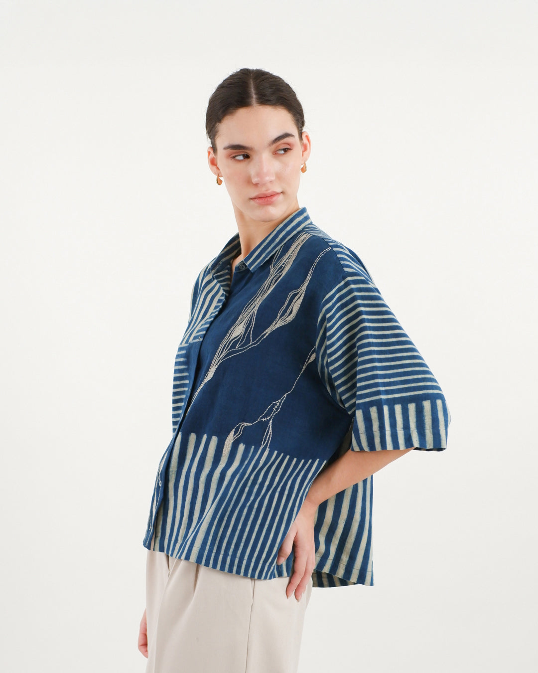 Indigo Frame Ajrakh Shirt