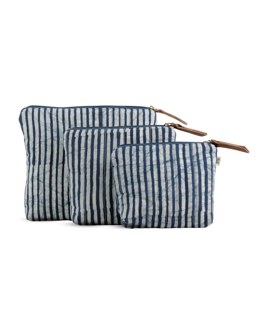 Set of 3 - Twilight Stripes Blue Toiletry Pouches