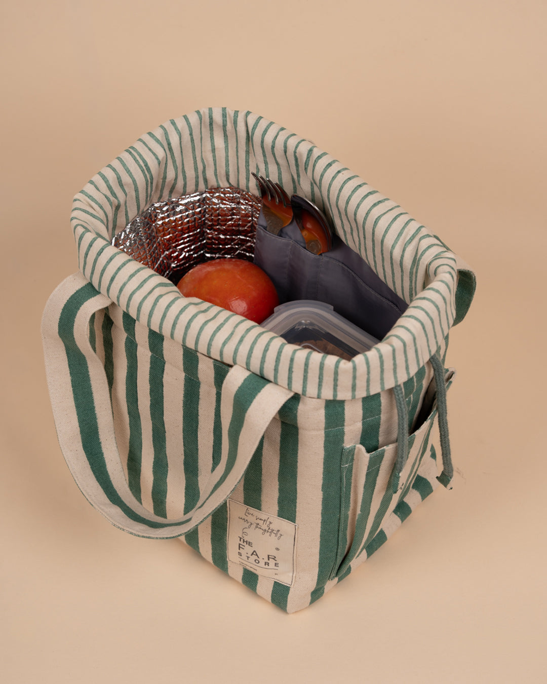 Green Striped Everyday Lunch Bag