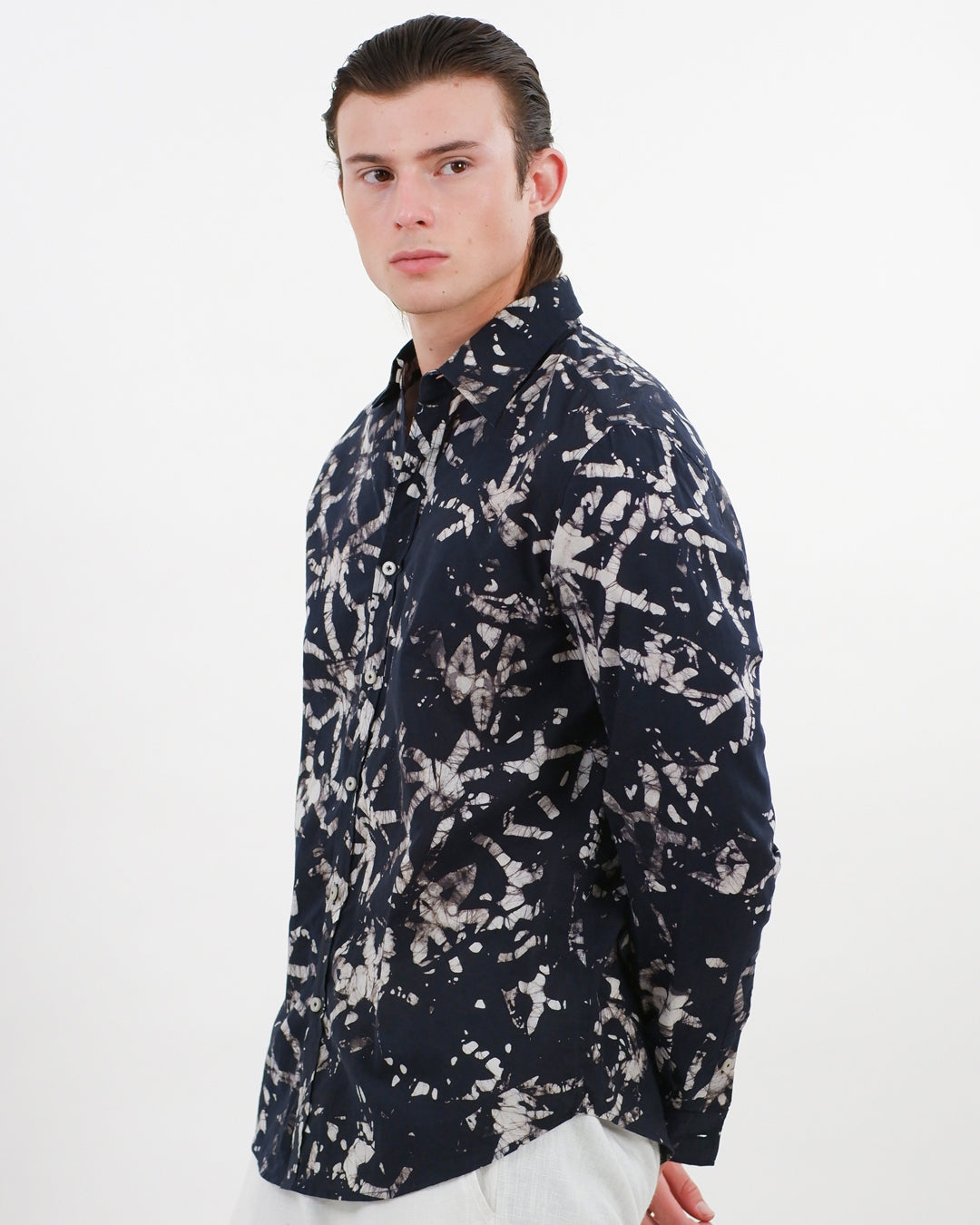 Broken Angles Black Batik Long Sleeve Shirt