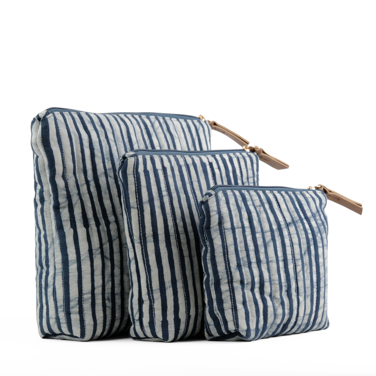 Toiletry Pouch - Stipes Blue (Set of 3)