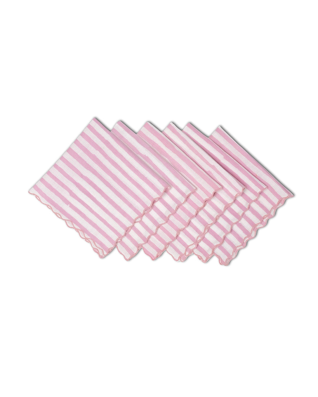 Set of 6 - Stripes Baby Pink Cocktail Napkins