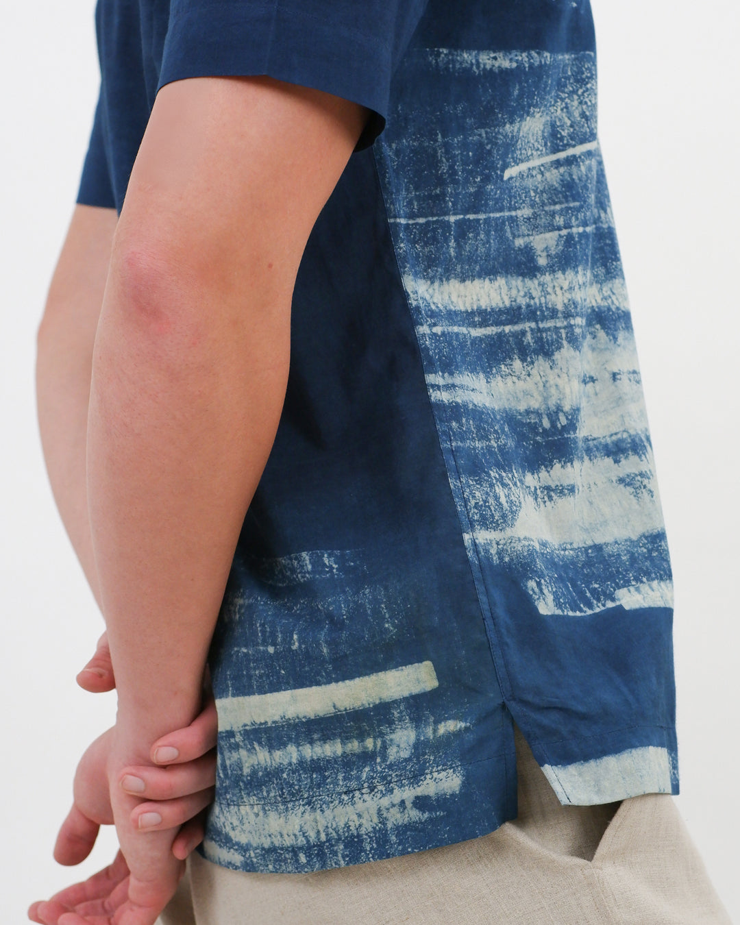 Water Indigo Ajrakh Short Sleeve Shirt