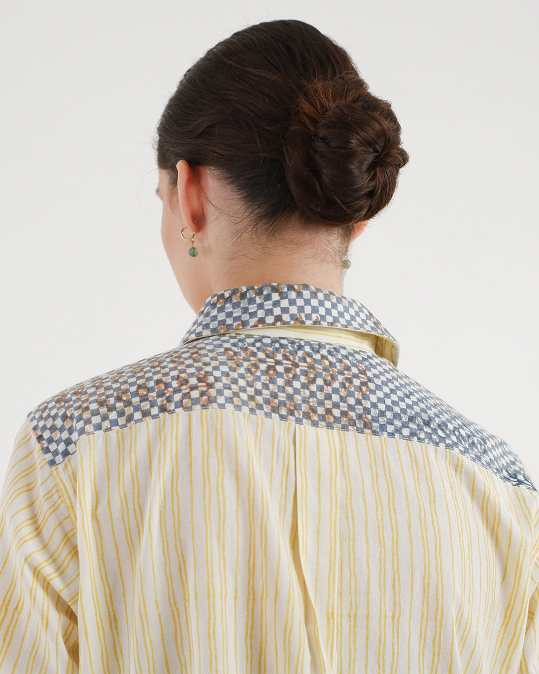 Multi-block Print Deer Embroidered Shirt