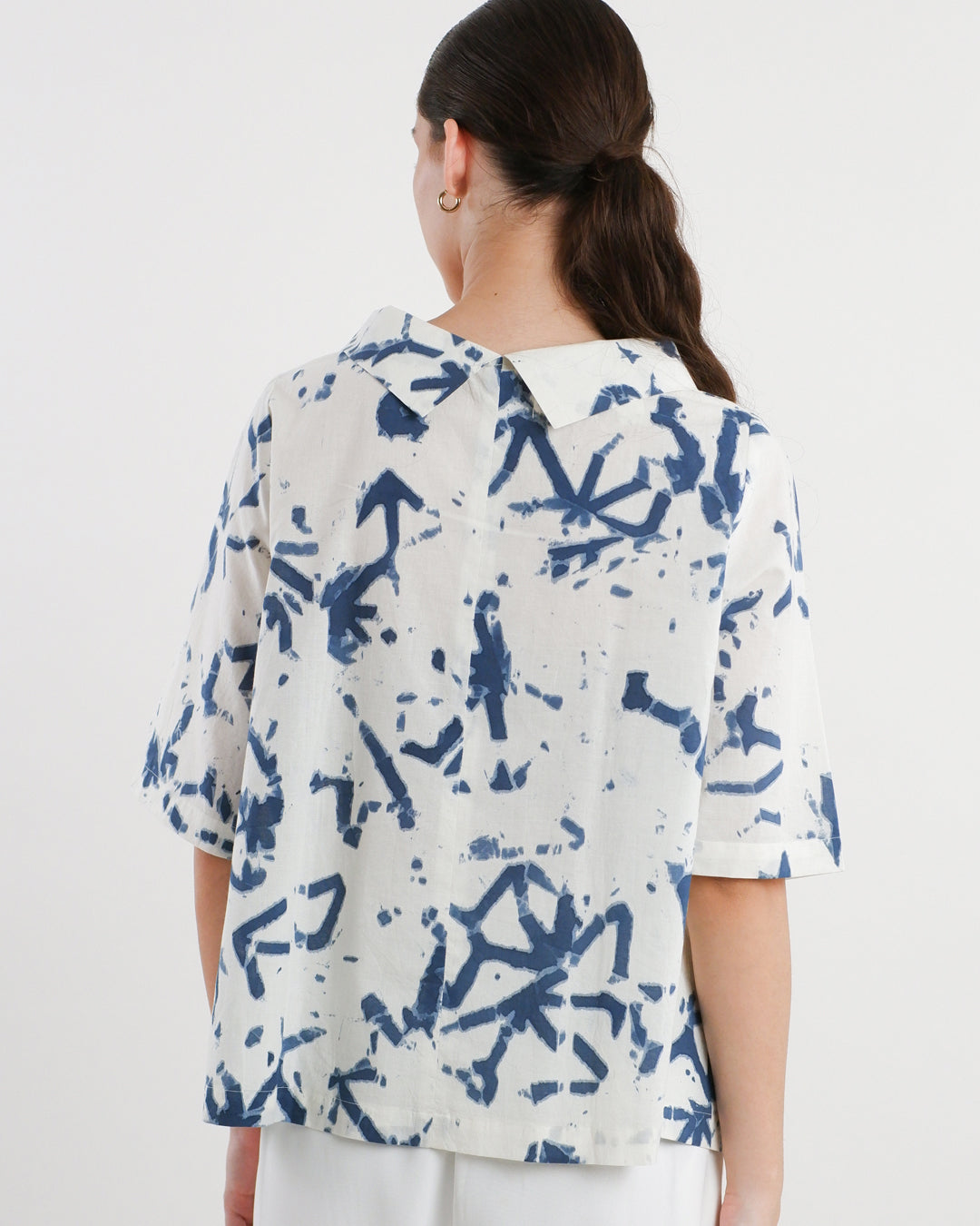 Broken Angles Block Print Turtleneck Top