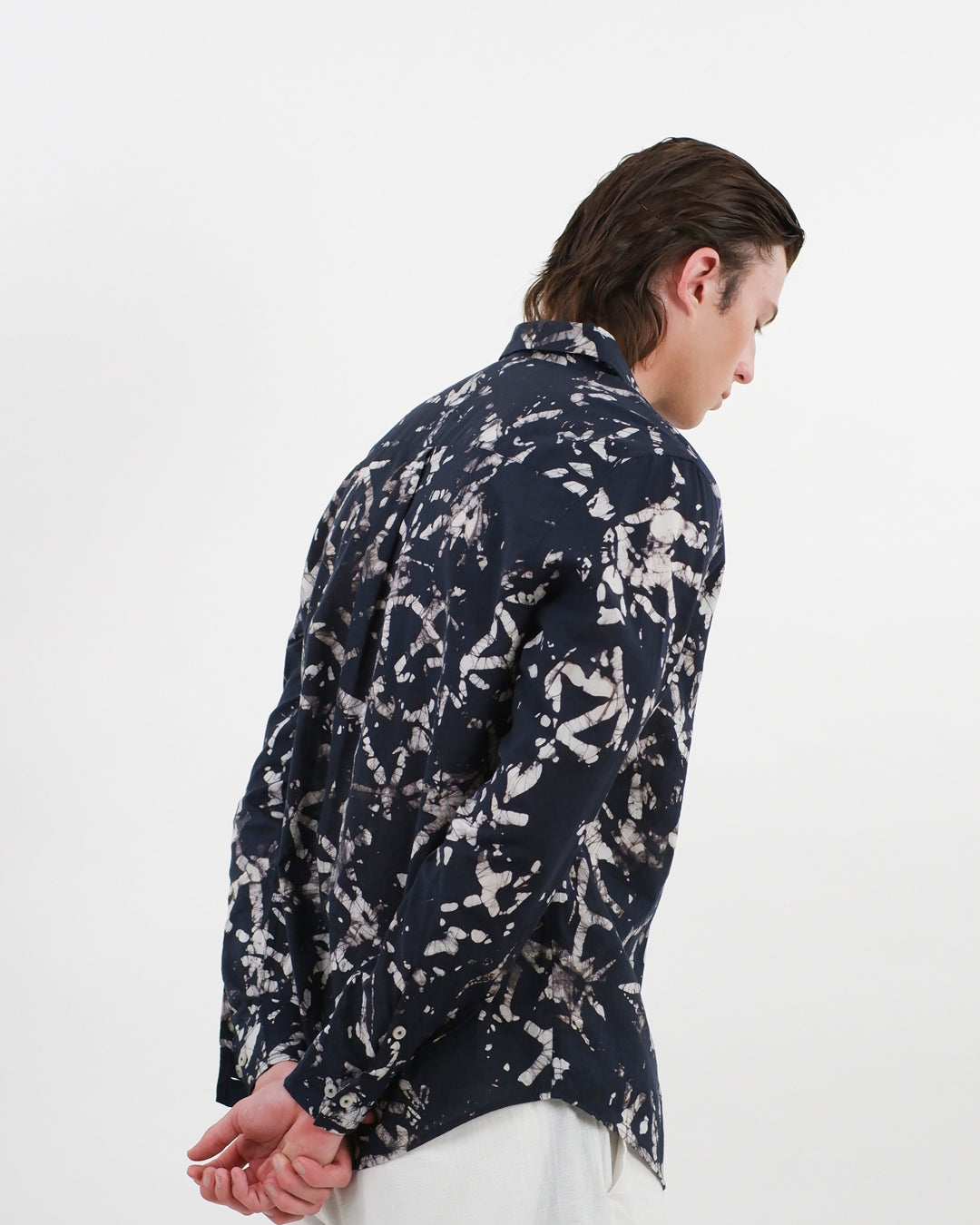 Broken Angles Black Batik Long Sleeve Shirt