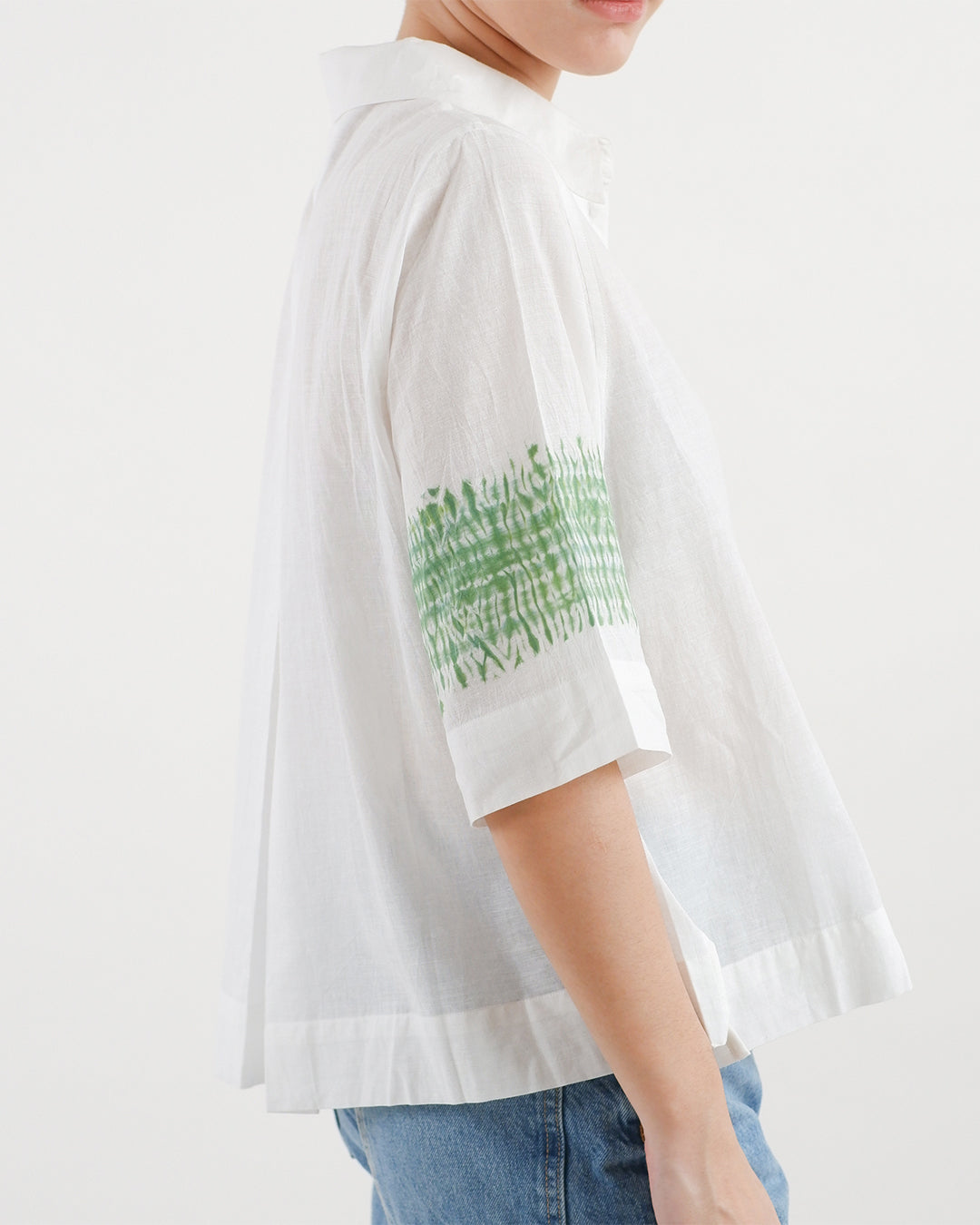 Parna Green Shibori Handloom Cotton Shirt