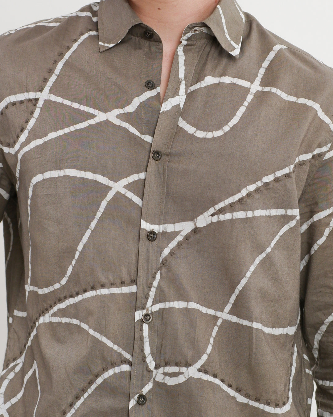Earth Brown Looped Batik Long Sleeve Shirt