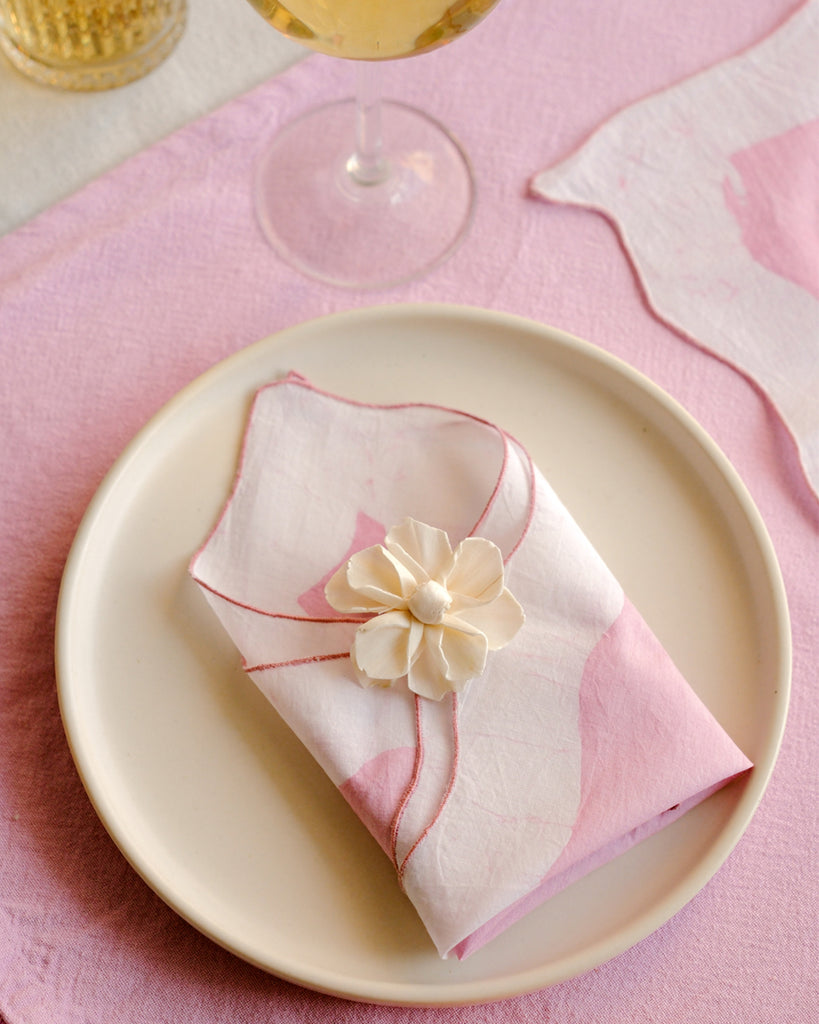 Set of 6 - Waves Baby Pink Cocktail Napkins