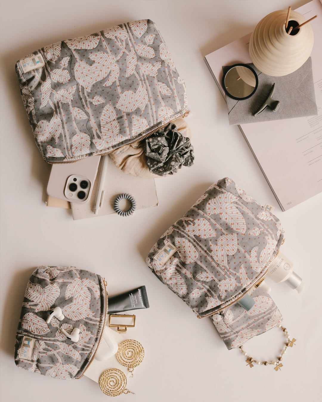 Set of 3 - Nature's Canvas Grey Utility Pouch