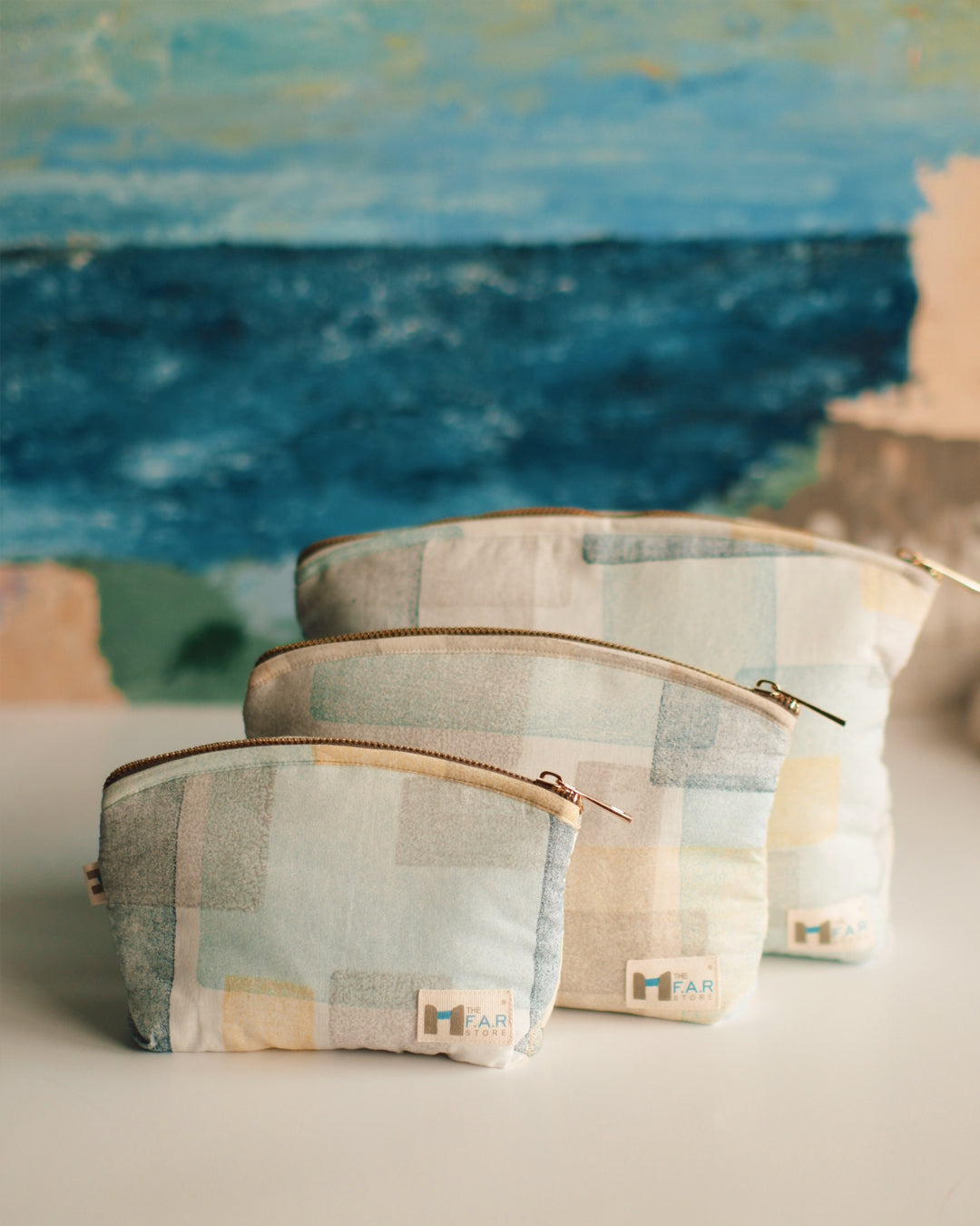 Set of 3 - Blockmetry Blue Utility Pouch