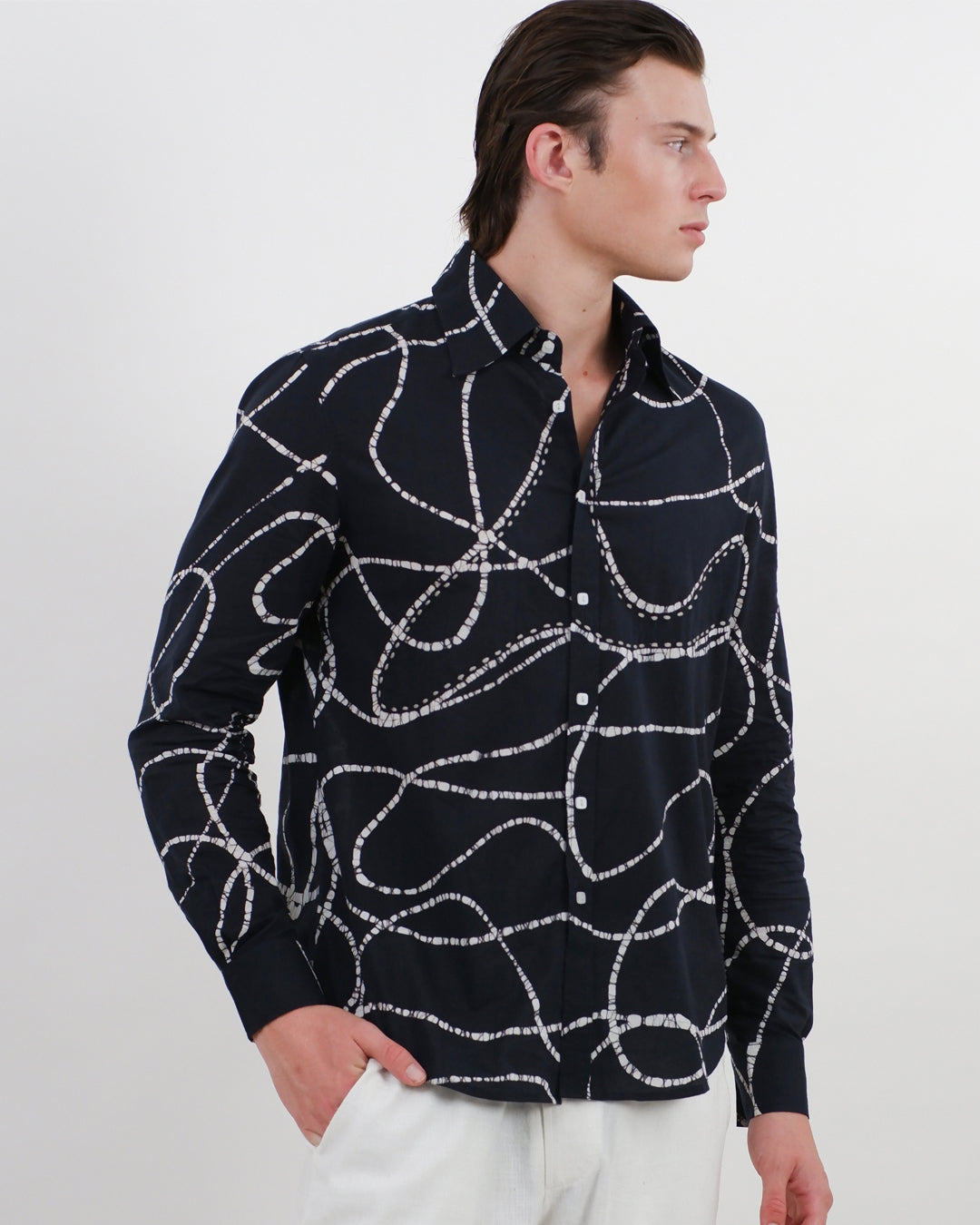 Midnight Looped Batik Long Sleeve Shirt