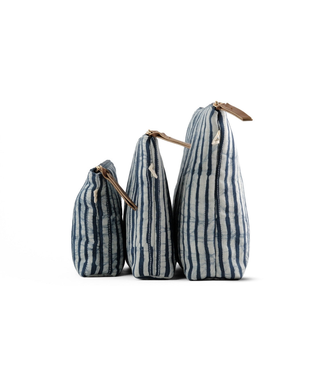Set of 3 - Twilight Stripes Blue Toiletry Pouches