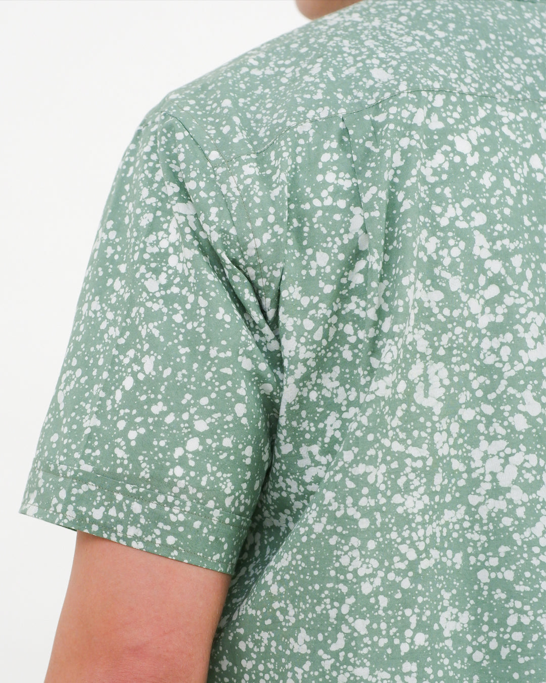Cool Green Stipples Batik Short Sleeve Shirt
