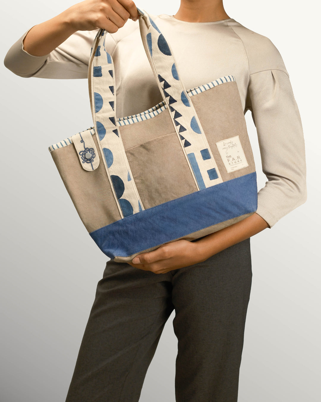 Grey & Blue Zentangle - Tote