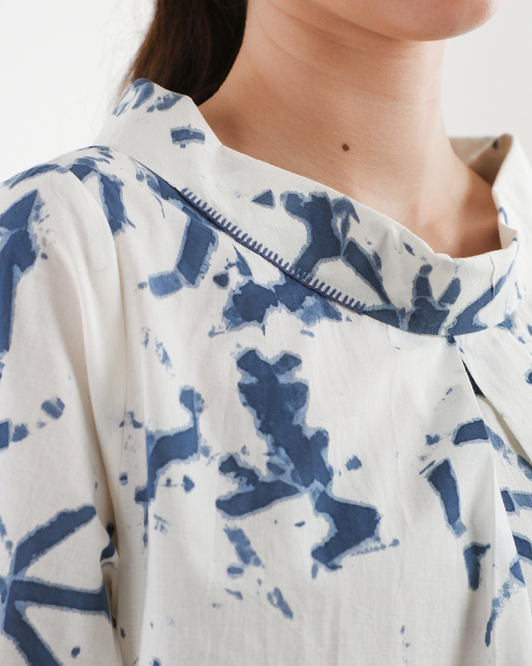 Broken Angles Block Print Turtleneck Top