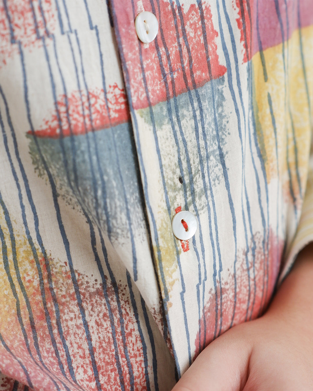Multi-block Print Deer Embroidered Shirt