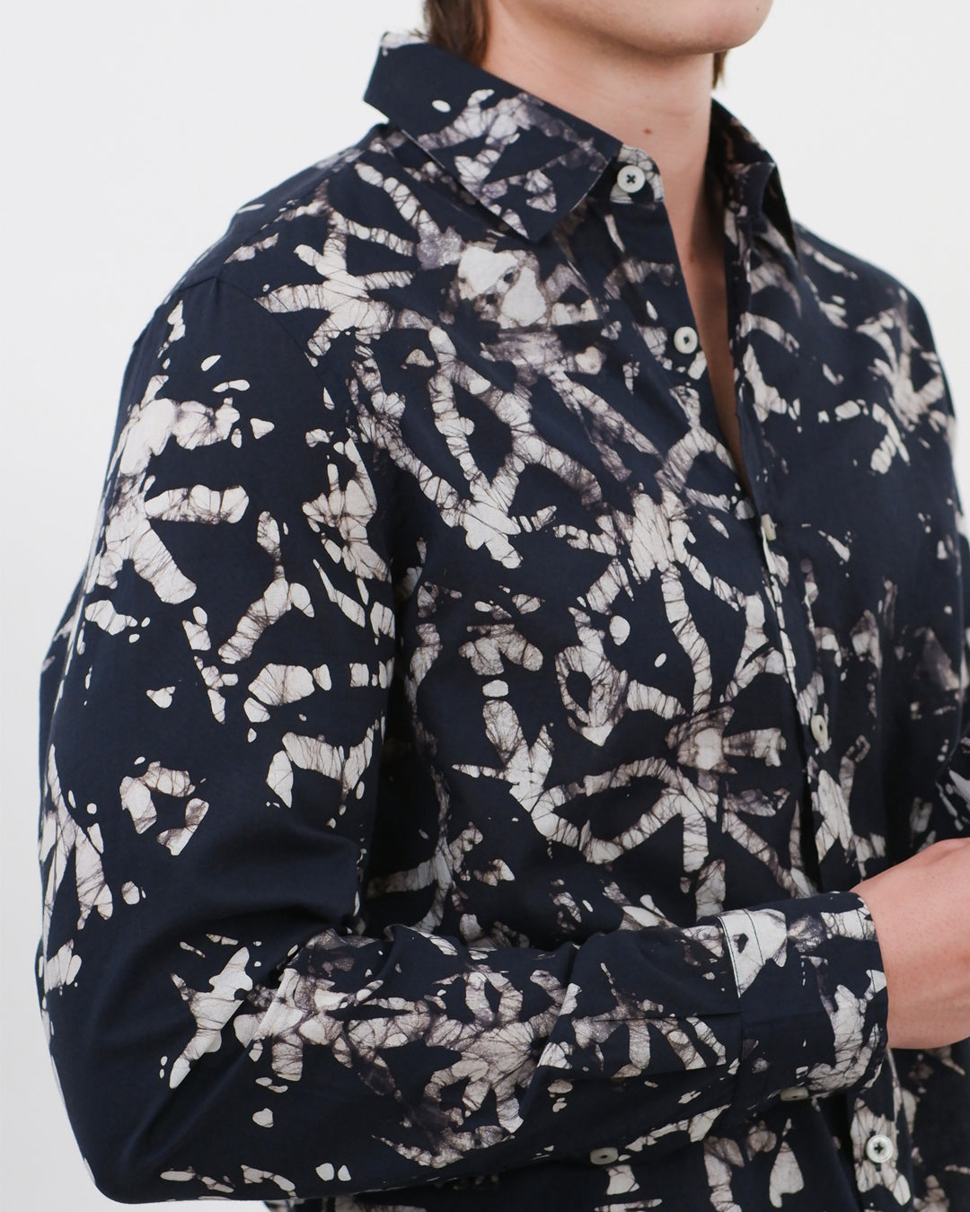 Broken Angles Black Batik Long Sleeve Shirt