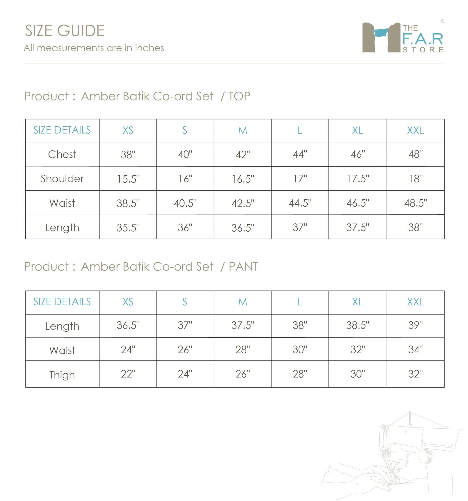Amber Batik Co-ord Set Size Guide