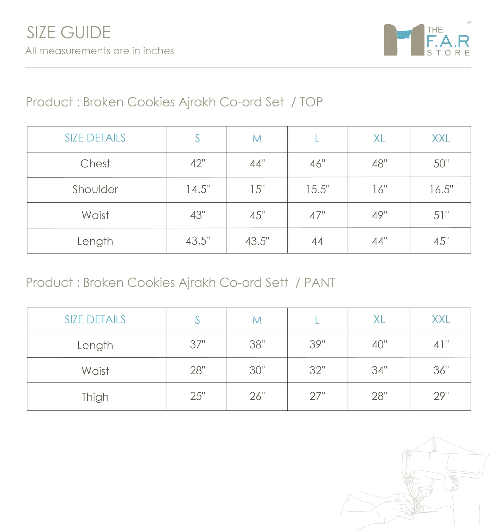 Broken Cookies Ajrakh Co-ord Set Size Guide