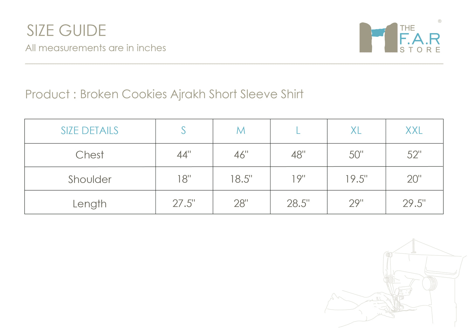 Broken Cookies Ajrakh Short Sleeve Shirt Size Guide