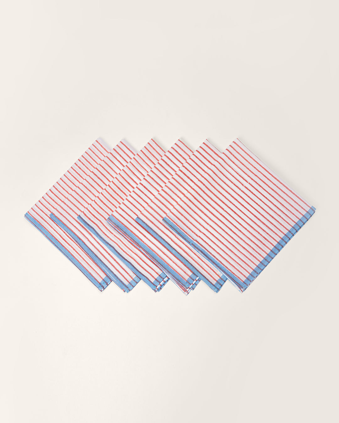 Set of 6 - Rust & Blue Checks Table Napkins