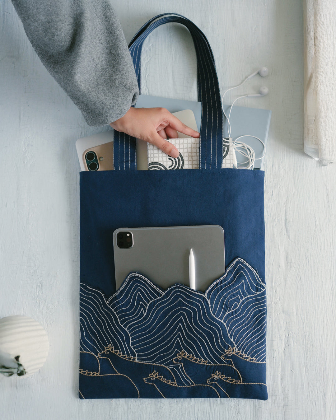 Gond Ashwa Blue Tote Bag