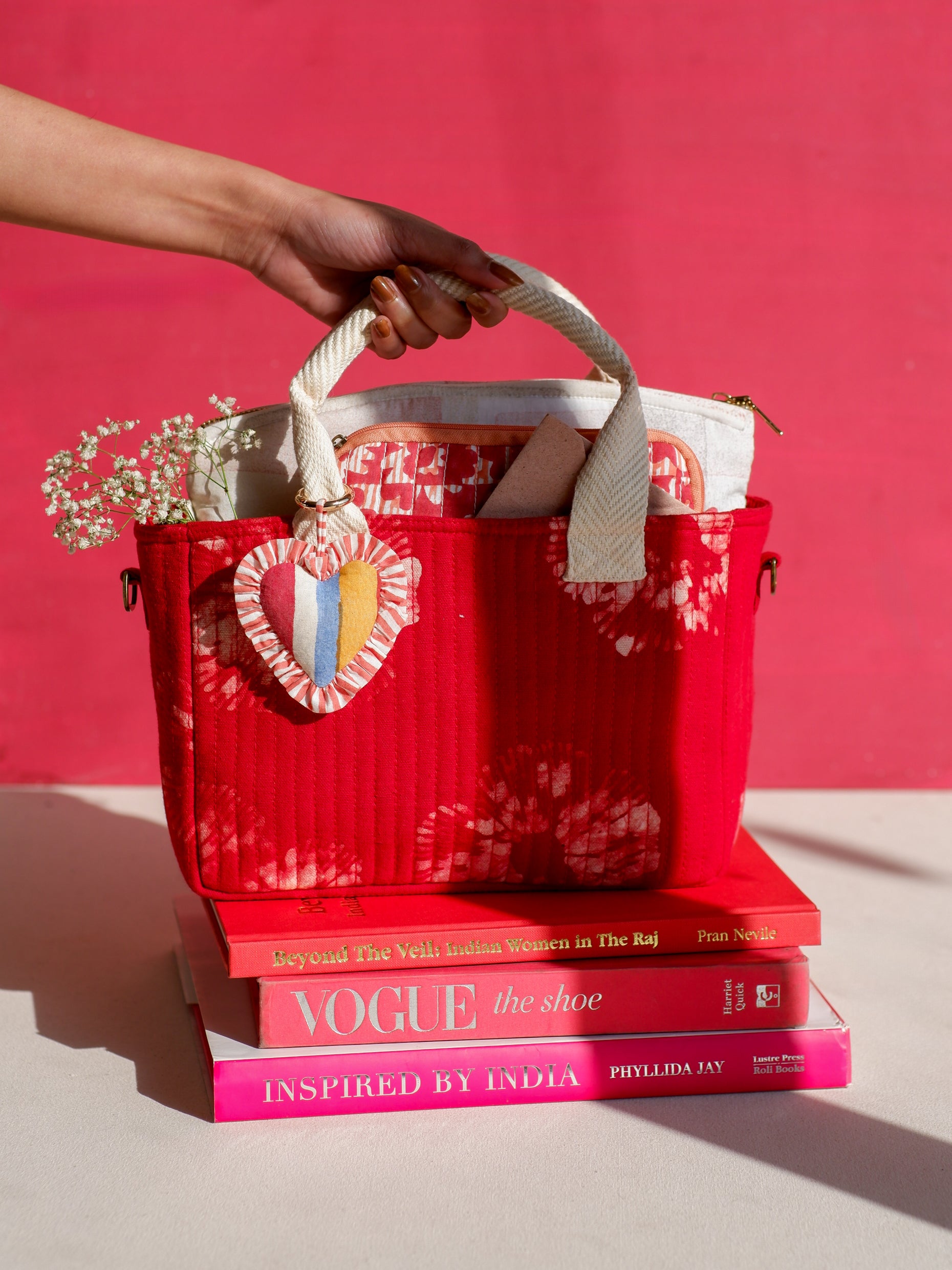 Crimson Flora Mini Tote