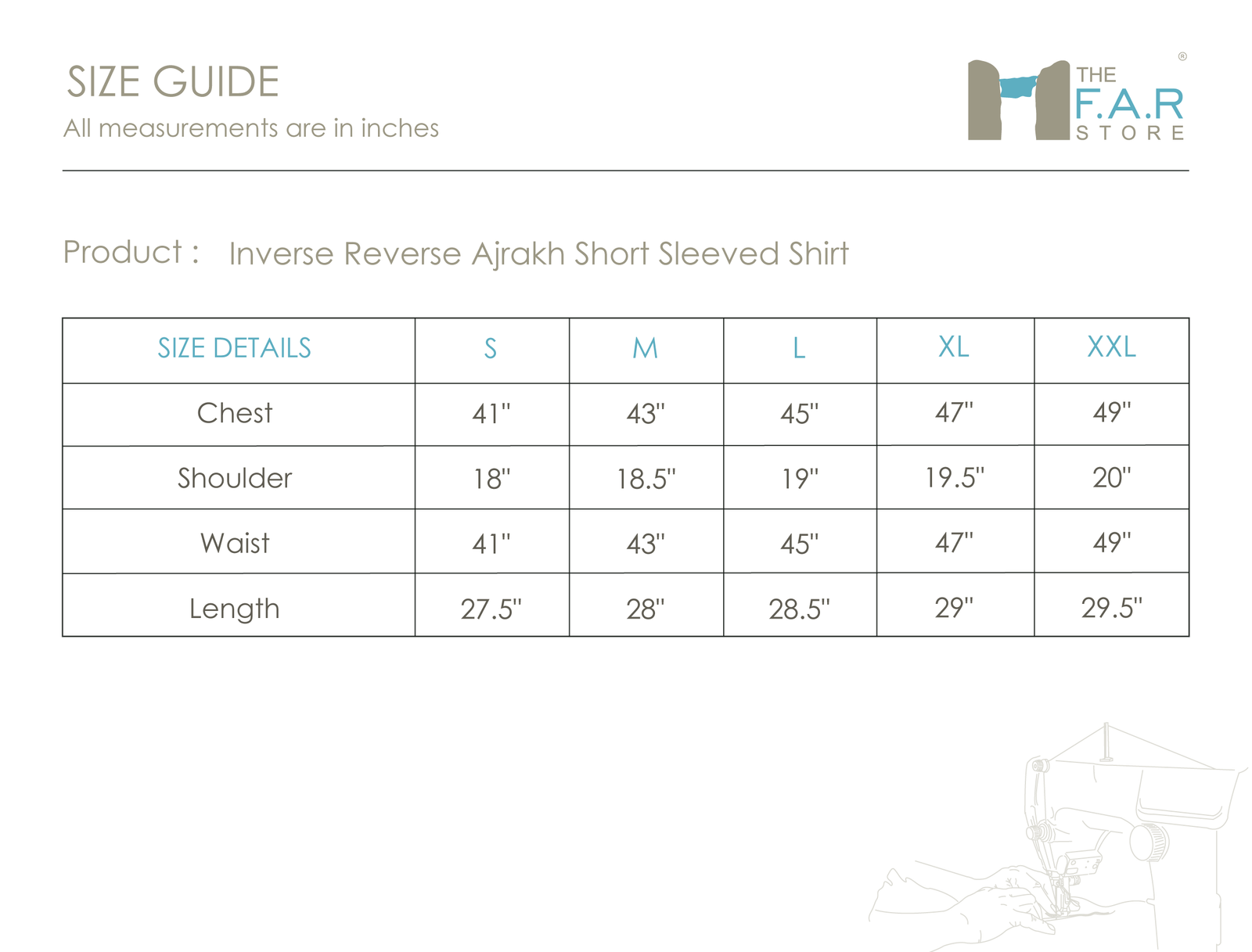 Inverse Reverse Ajrakh Short Sleeve Shirt Size Guide