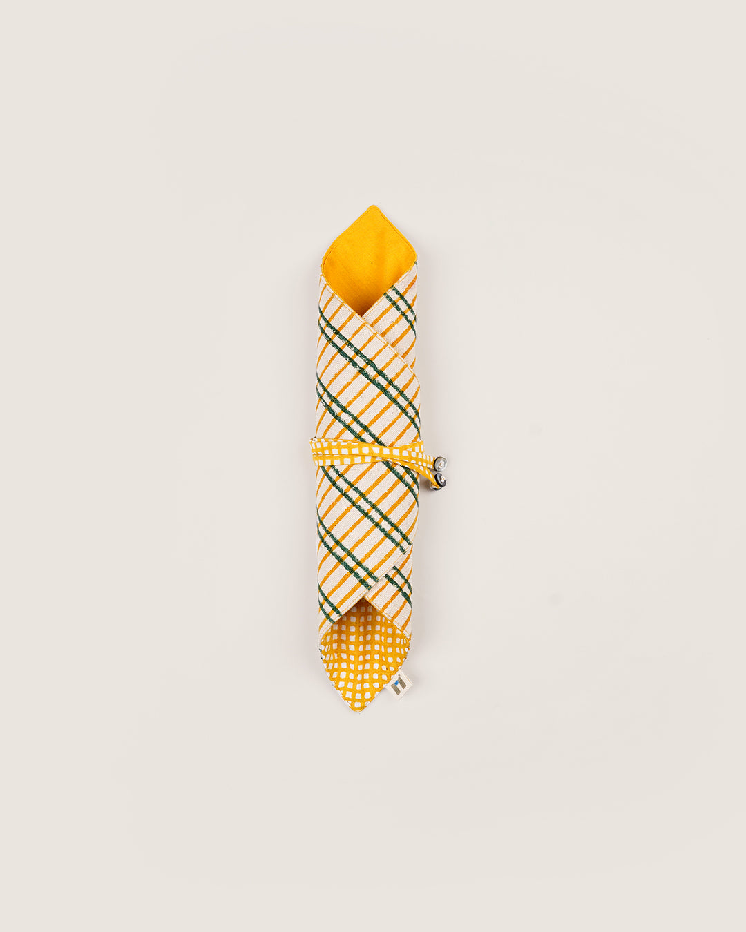 Set of 2 - Yellow & Green Checks Cutlery Case