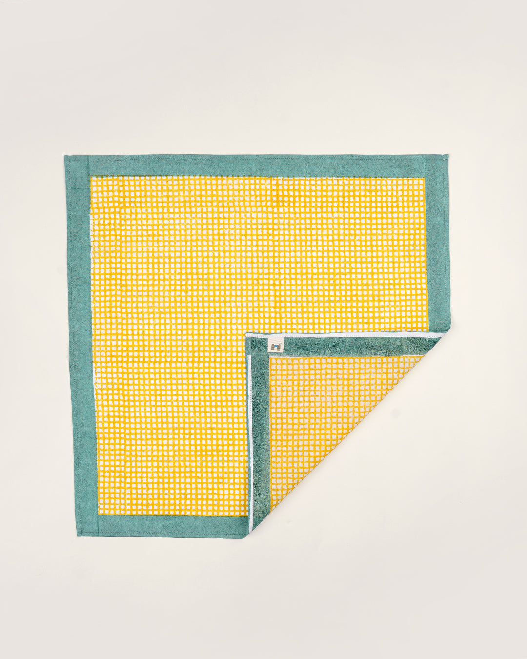 Set of 6 - Yellow & Green Checks Table Napkins