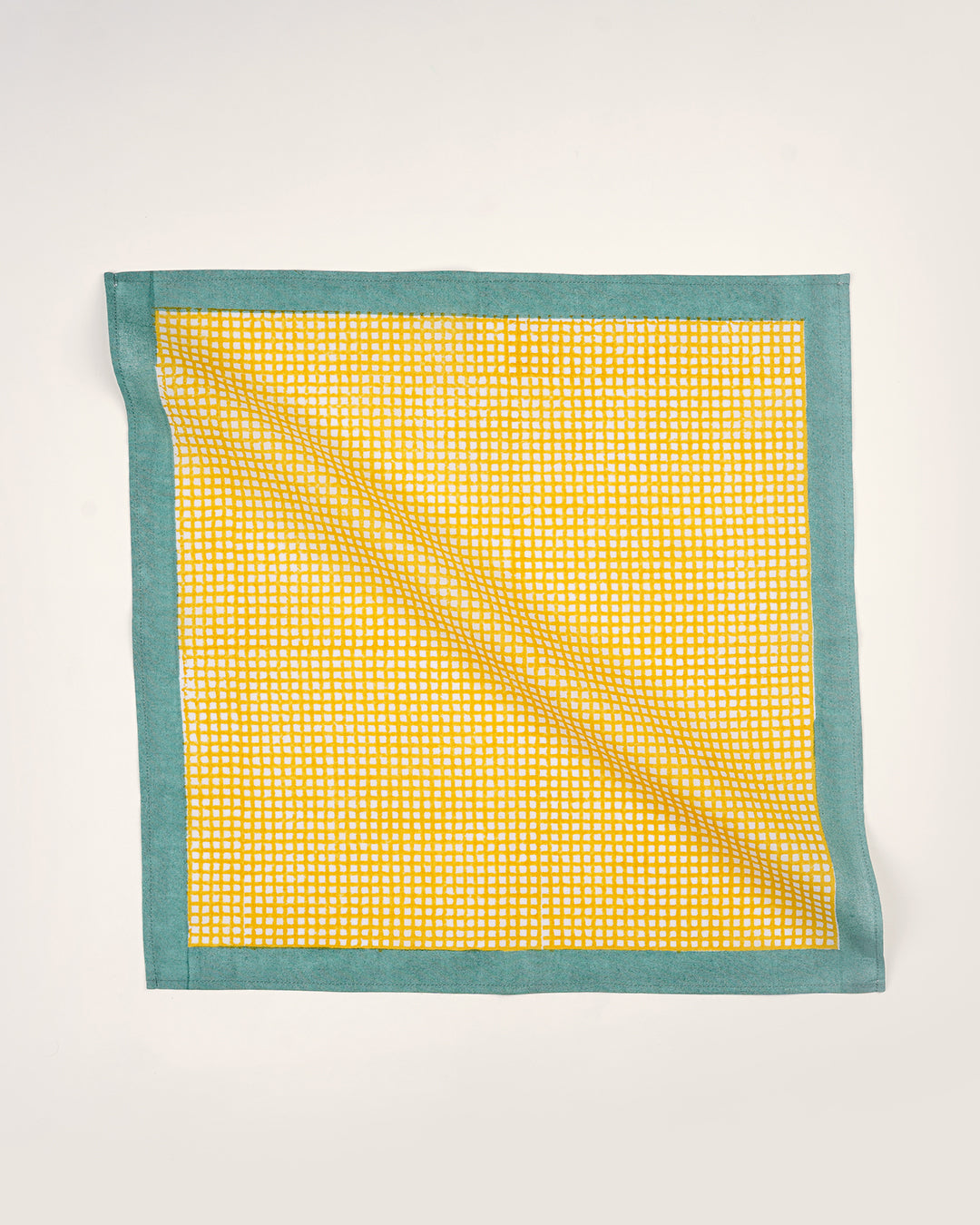 Set of 6 - Yellow & Green Checks Table Napkins