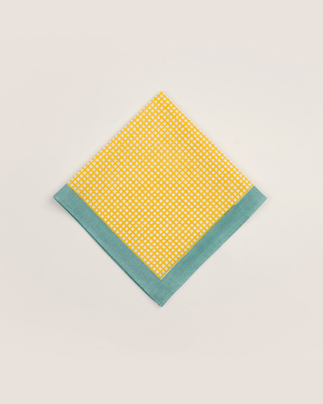Set of 6 - Yellow & Green Checks Table Napkins