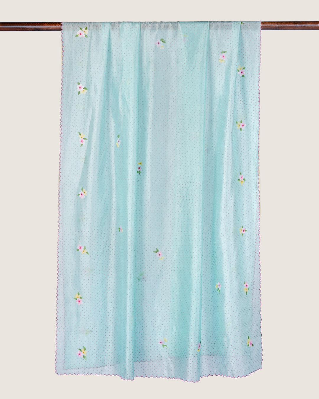 Light Blue Nazuk Gul Handpainted Silk Organza Dupatta
