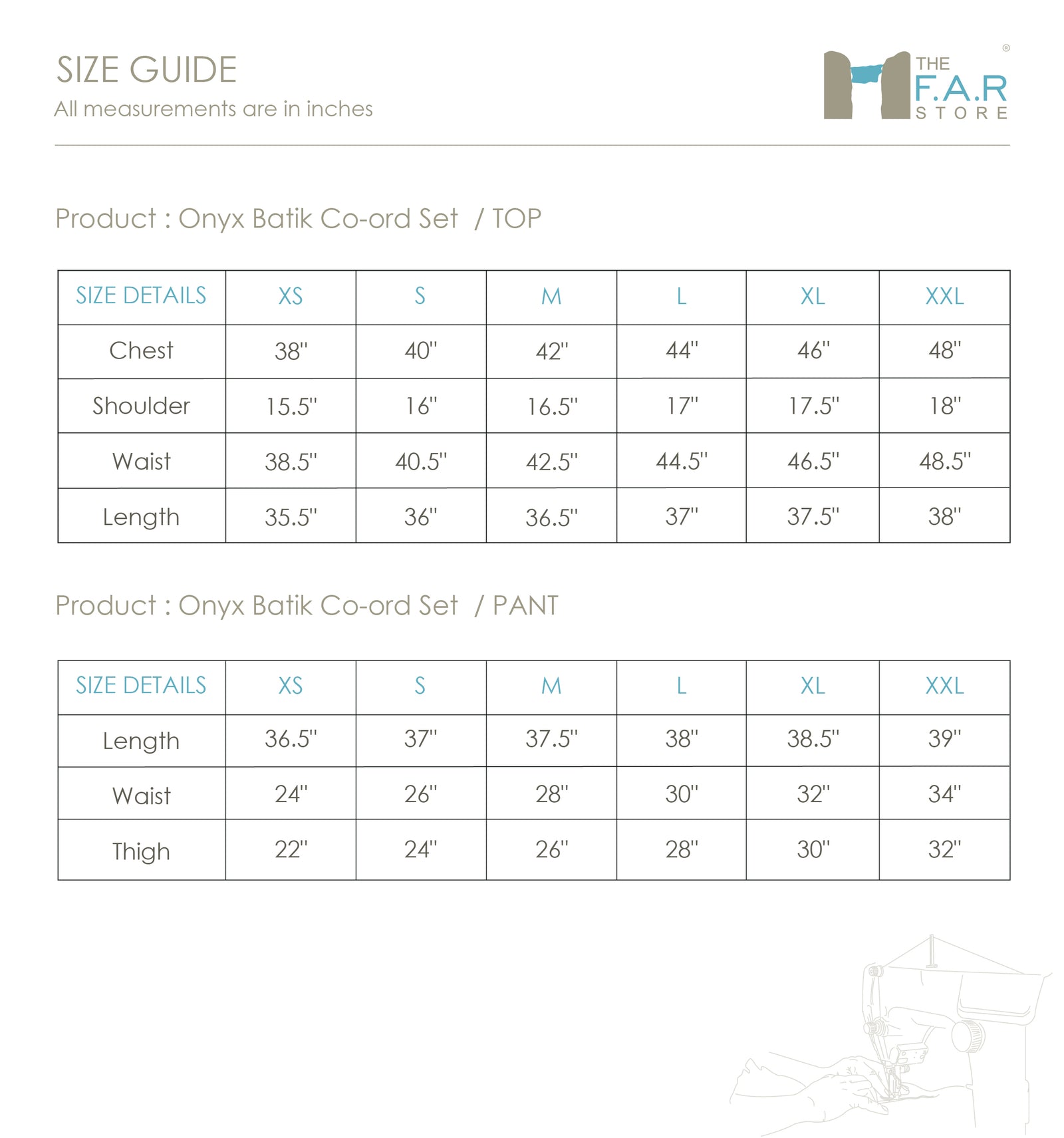 Onyx Batik Co-ord Set Size Guide