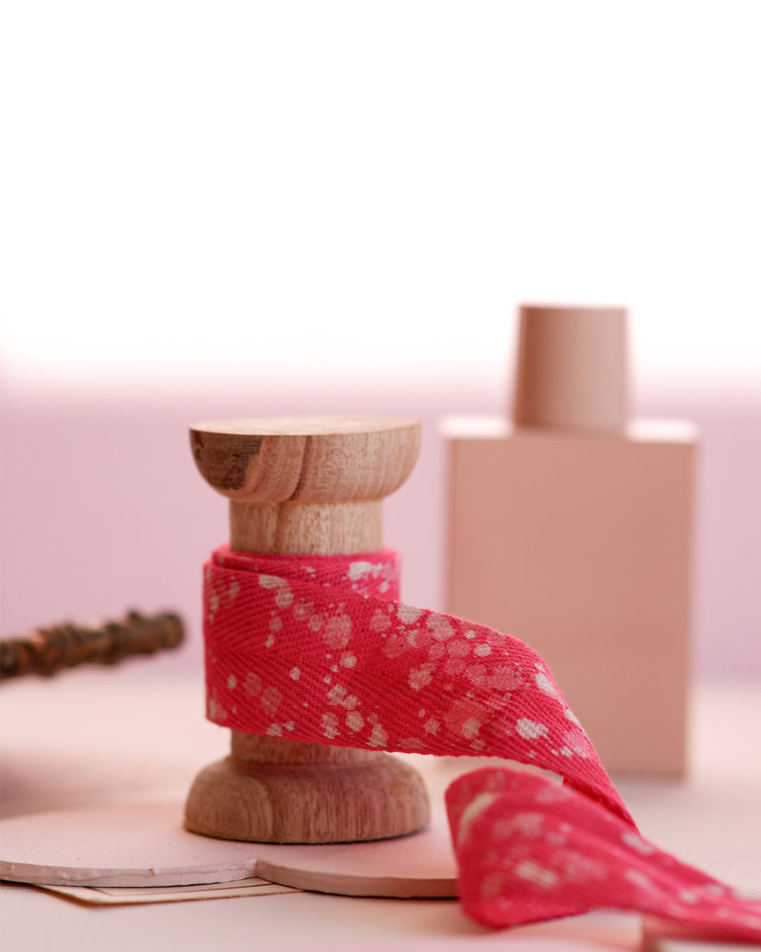 Pink Stipples - 1" Fabric Gift Ribbon