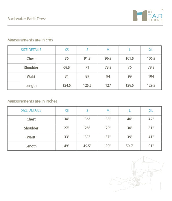 Backwater Batik Dress Size Guide