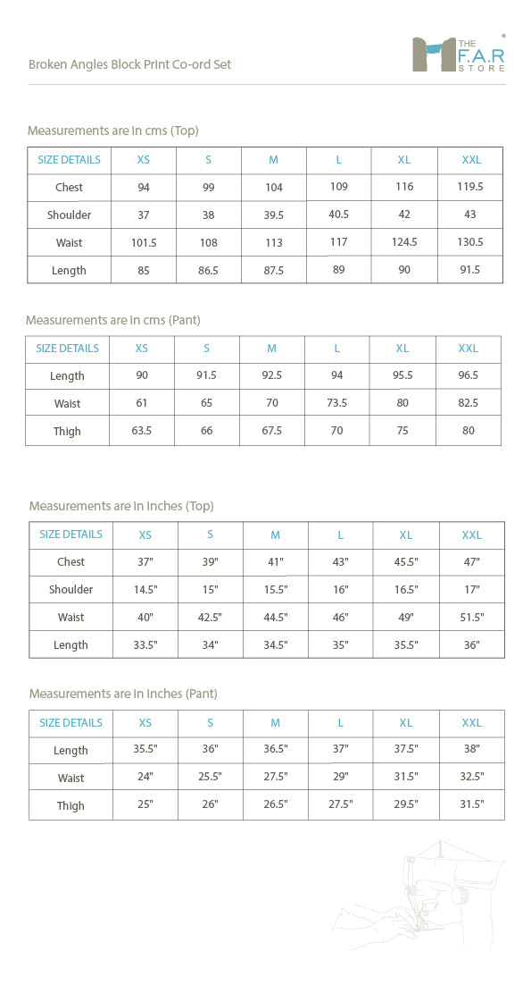 Broken Angles Block Print Co-ord Set Size Guide
