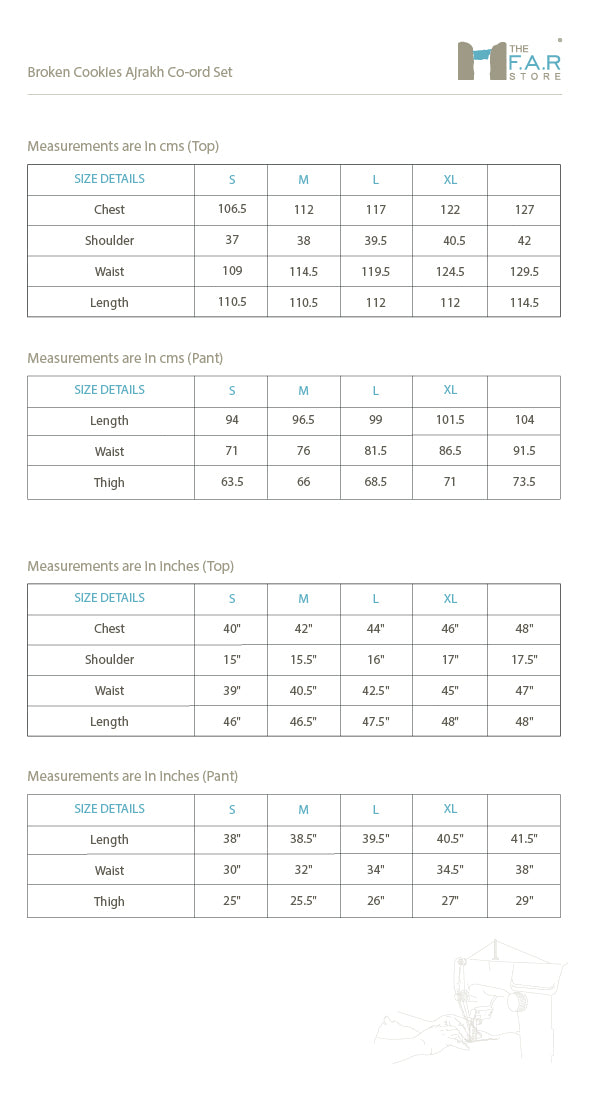 Broken Cookies Ajrakh Co-ord Set Size Guide