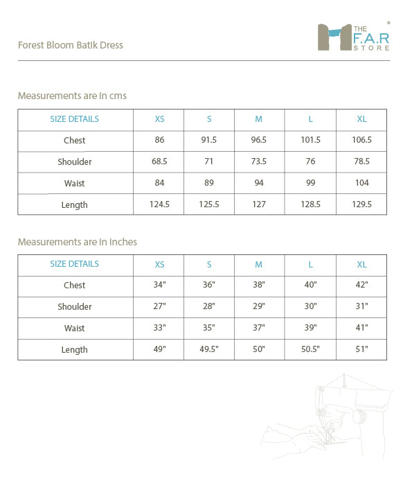 Forest Bloom Batik Dress Size Guide
